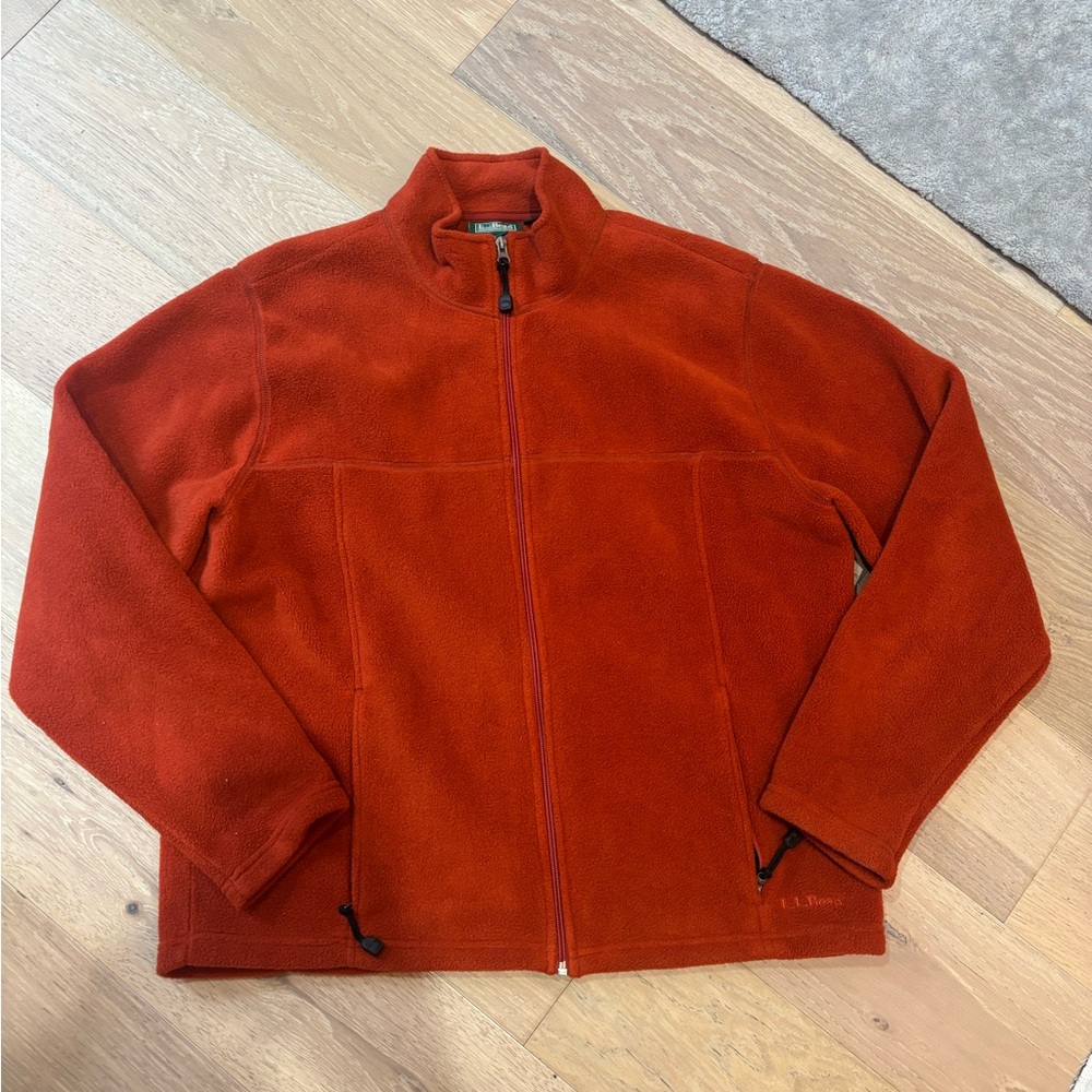 L.L. Bean Orange Fleece Full-Zip Jacket